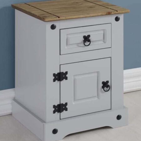 Corona Petite Bedside - Grey/Distressed Waxed Pine